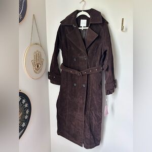 Brown Double-Breasted Women's Trench Coat